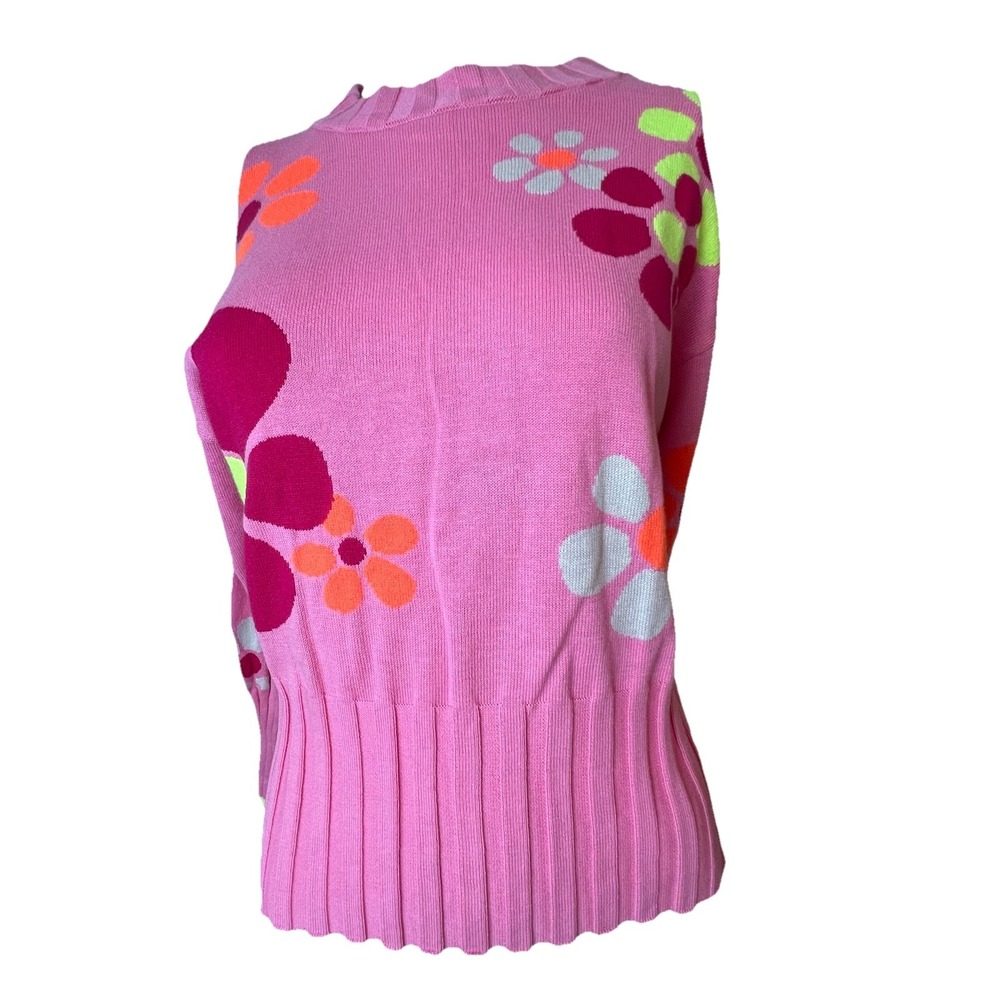 Wispr  Women's Long Sleeve Pullover Sweater Floral Pink Silk Blend Medium